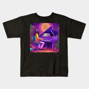 A Hippy Rock Pianist Kids T-Shirt